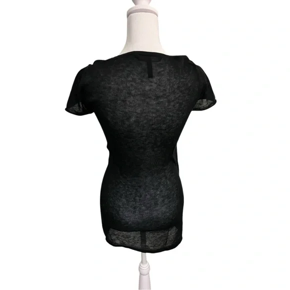 Black cotton cashmere blend Women's Top - Picture 2 of 6